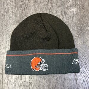 CLEVELAND BROWNS NFL Football Brown REEBOK Cuffed OSFM Beanie Embroidered COATES